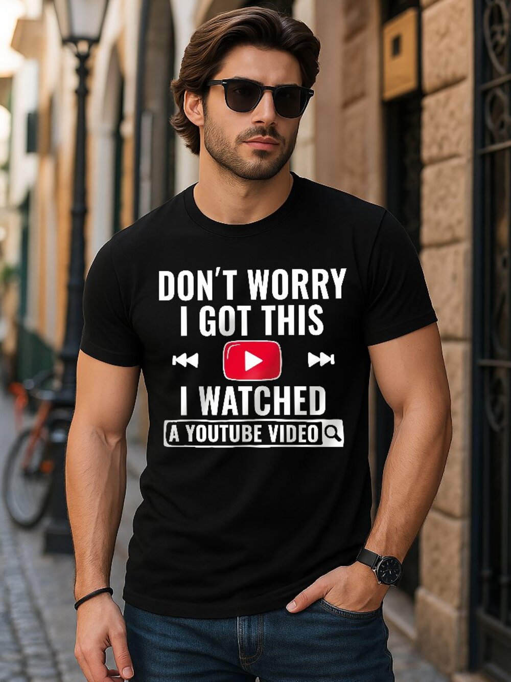 Men’s Dont worry I watched Youtube Video Funny Graphic T-Shirt Regular Fit - Picture 2 of 5